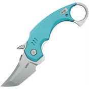 Kubey 439B Jaw Sand Blast Karambit Linerlock Knife Tiffany Blue G10 Handles