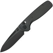 Kubey 383H Bluff Stonewash Drop Point CrossBar Lock Knife Black Titanium Handles