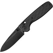 Kubey 383E Bluff Black Drop Point CrossBar Lock Knife Black Titanium Handles