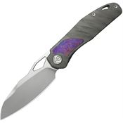 Kubey 385B Sudden Stonewash Sheppsfoot Framelock Knife Gray Titanium/Timascus Handles