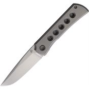 North Mountain Blade 2525HL Sun Brushed Clip Point Framelock Knife Gray Titanium w/Holes Handles