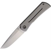 North Mountain Blade 2525ST Sun Brushed Clip Point Framelock Knife Titanium Striped Handles