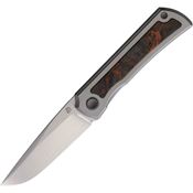 North Mountain Blade 2525BKCU Sun Brushed Clip Point Framelock Knife Titanium/Black Copper Carbon Fiber Handles