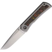 North Mountain Blade 2525CUCF Sun Brushed Clip Point Framelock Knife Titanium/Copper Carbon Fiber Handles