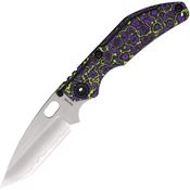 North Mountain Blade 2522PRGR BBNM Tanto Framelock Knife Purple/Yellow Ceramic Carbon Fiber Handles