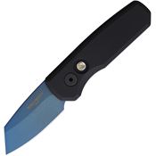 Pro Tech R5203SB Auto Runt 5 tanto Button Lock Knife Blue Aluminum Handles