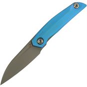 Reate 210 VK Anub Bead Blast Framelock Knife Blue Titanium Handles