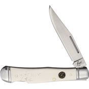 Roper 0005CWB Lockback Trapper Knife White Smooth Handles