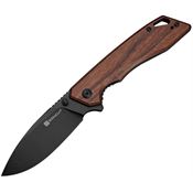 SenCut 250553 Stratex Black Drop Point Linerlock Knife Brown Wood Handles