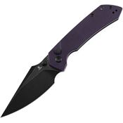 Tenable 1034F10 Fenrir Black Stonewash Harpoon Button Lock Knife Purple G10 Handles