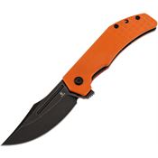 Tenable B1089A5 Orion Black Stonewash Clip Point Linerlock Knife Orange G10 Handles