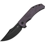 Tenable B1089A2 Orion Black Stonewash Clip Point Linerlock Knife Purple Micarta Handles