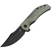 Tenable B1089A3 Orion Black Stonewash Clip Point Linerlock Knife Green Micarta Handles
