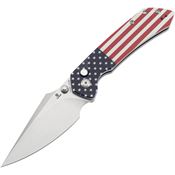Tenable 1034F8 Fenrir Stonewash Button Lock Knife American Flag Handles
