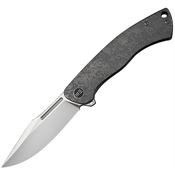WE 240033 Essential Knight Satin Clip Point Framelock Knife Gray Titanium Handles