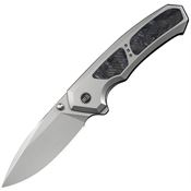 WE 240882 Corwyn Stonewash Drop Point Framelock Knife Black/Pink Carbon Fiber Handles