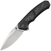 WE 240883 Corwyn Satin Drop Point Framelock Knife Alum Foil Carbon Fiber Handles