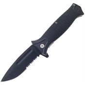 Falcon KS5568BK Black Part Serrated Linerlock Knife A/O Black Handles