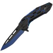 ElitEdge 10A129BL Two-Tone Tanto Linerlock Knife A/O Blue and Black Aluminum Handles