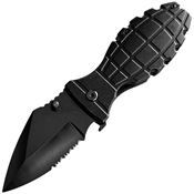 ElitEdge 10A133BK Black Partial Serrated Linerlock Knife A/O Black Grenade