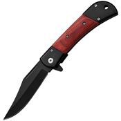 ElitEdge 10009MBW Black Clip Point Linerlock Knife A/O Wood Handles