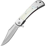 ElitEdge 10009MWP Satin Clip Point Linerlock Knife A/O Faux Pearl Handles