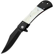 ElitEdge 10009MWPB Black Clip Point Linerlock Knife A/O Faux Pearl/Black Hnadles