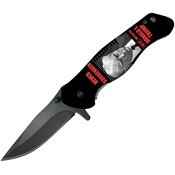 Falcon LGB4 Black Clip Point Linerlock Knife A/O Trump Never Surrender Handles