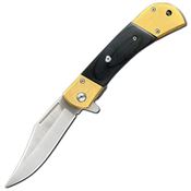 ElitEdge 10009MGB Satin Clip Point Linerlock Knife A/O Black/Gold Handles