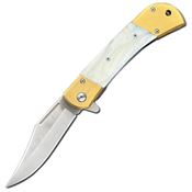 ElitEdge 10009MGWP Satin Clip Point Linerlock Knife A/O Faux Pearl Handles