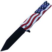 Falcon KS4562UF Black Tanto Linerlock Knife US Flag Handles