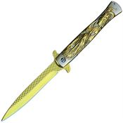 ElitEdge 10A112GD Gold Titanium Stiletto Linerlock Knife A/O Gold and Silver Anodized Handles