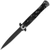 ElitEdge 10A112SB Black Titanium Stiletto Linerlock Knife A/O Black and Silver Anodized Handles