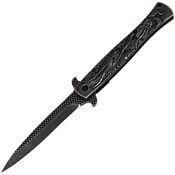ElitEdge 10A112SW Black Stonewash Stiletto Linerlock Knife A/O Black Stonewash Handles