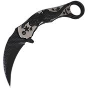 ElitEdge 10A120SB Mermaid Karambit Black Finish Linerlock Knife Black and Silver Handles