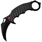ElitEdge 10B020BKCF Black Karambit Linerlock Knife Carbon Fiber Handles