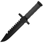 ElitEdge 20673BK Black Sawback Clip Point Tactical Fixed Blade Knife Black Handles