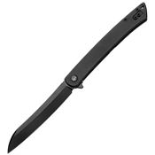 Dreamtech 4224LB Large Black Stonewash D2 Sheepsfoot Framelock Knife Black Stonewash Handles