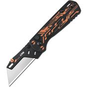CJRB 1967BBK Boxer Button Lock Knife Black/Orange G10 Handles