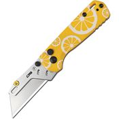 CJRB 1967LM Boxer Button Lock Knife Yellow G10 Handles