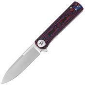 Dreamtech 3896MR Satin D2 Spear Point Linerlock Knife Red Micarta Handles