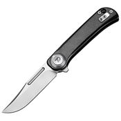 Dreamtech 4055AB Satin D2 Clip Point Button Lock Knife Black Alumium Handles