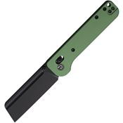 Defcon 022GN Black Cleaver Pivot Lock Knife Green Handles
