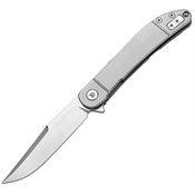 Dreamtech 4366G Satin VG10 Clip Point Framelock Knife Gray Titanium Handles