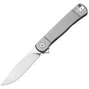 Dreamtech 4369G Satin VG10 Drop Point Framelock Knife Gray Titanium Handles