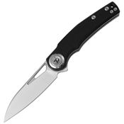 Dreamtech 4130GB Satin D2 Wharncliffe Button Lock Knife Black G10 Handles