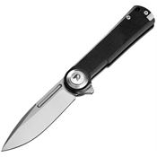 Dreamtech 4134GB Satin D2 Drop Point Button Lock Knife Black G10 Handles