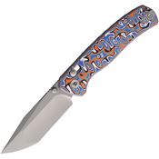 Dreamtech 4508MBO Bead Blast Tanto Axis Lock Knife Blue/Orange Micarta Handles