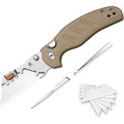 Kizer 348829JNA2 C01C Uti 2 BeadBlast Button Lock Knife Tan G10 Handles