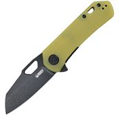 Kubey 332H Duroc Black Stonewash D2 Tool Sheepsfoot Linerlock Knife Yellow G10 Handles